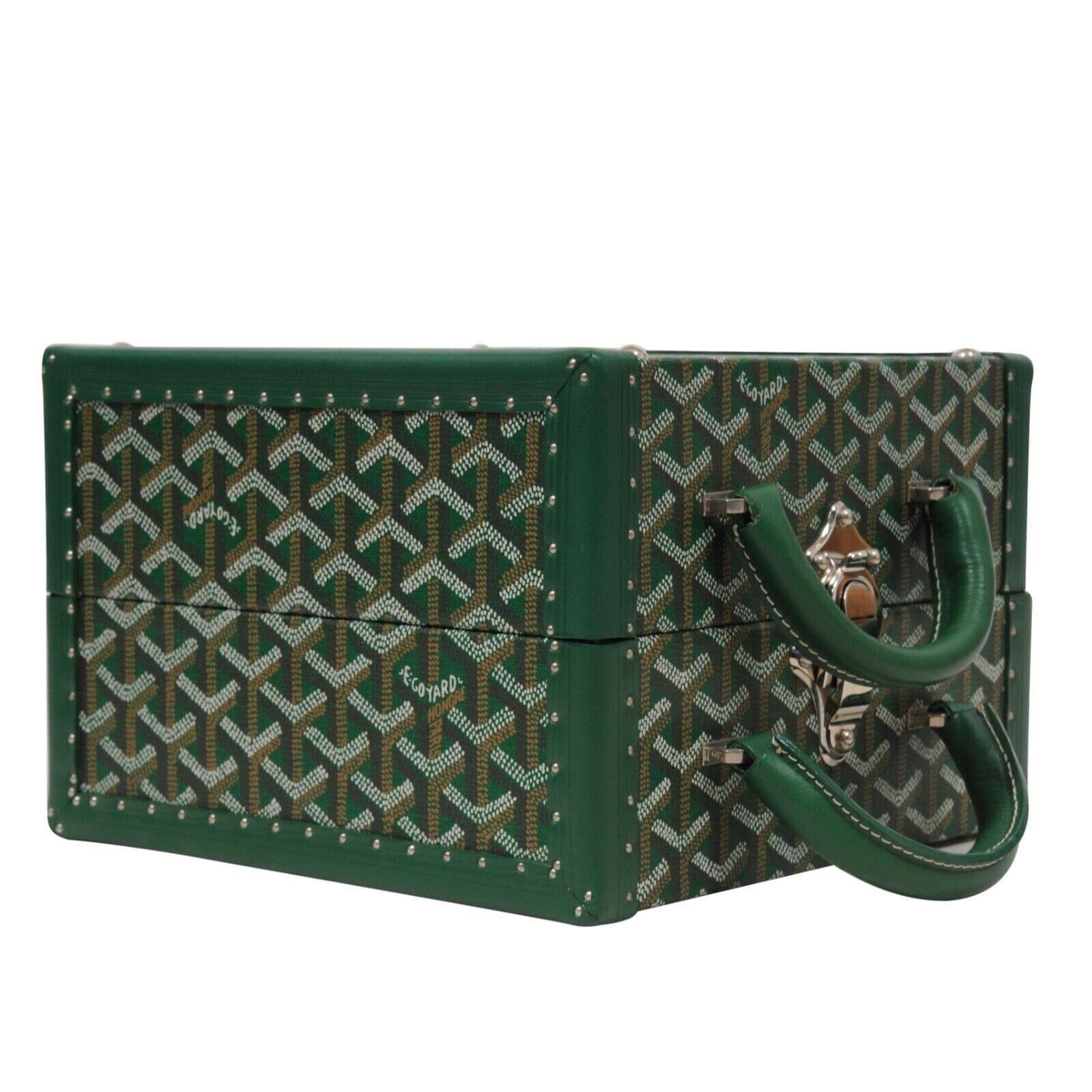 Goyard Ecuelle De Voyage Green Hard Sided Display Travel Trunk Case Dog Pet Bowl (écuelle de voyage verte) en vente 3