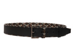 Cintura Goyard Florida II 90 29 30 31 Nero Marrone Pelle di Tela Goyard 5 Buchi