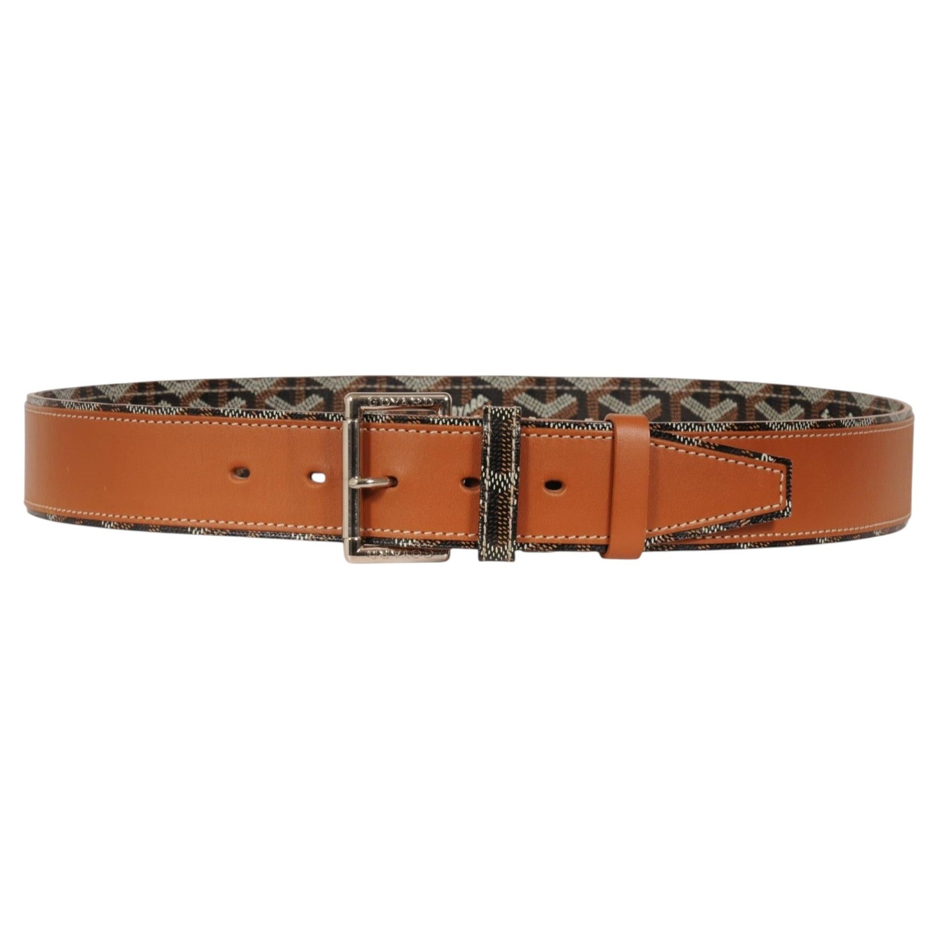Goyard Florida II Belt Size 90 29 30 31 Brown Goyardine Canvas Leather 5 Hole