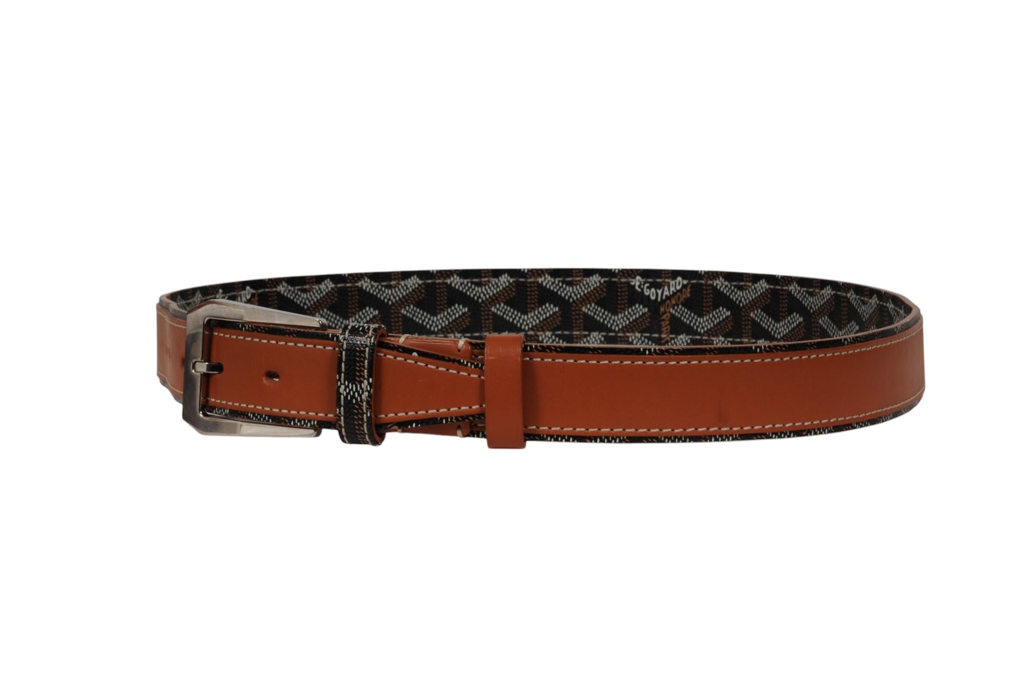 GOYARD ブレスレット レザー ブラウン ブラック Goyard Fregate Belt 95 33 34 Black Brown Leather Goyardine Canvas