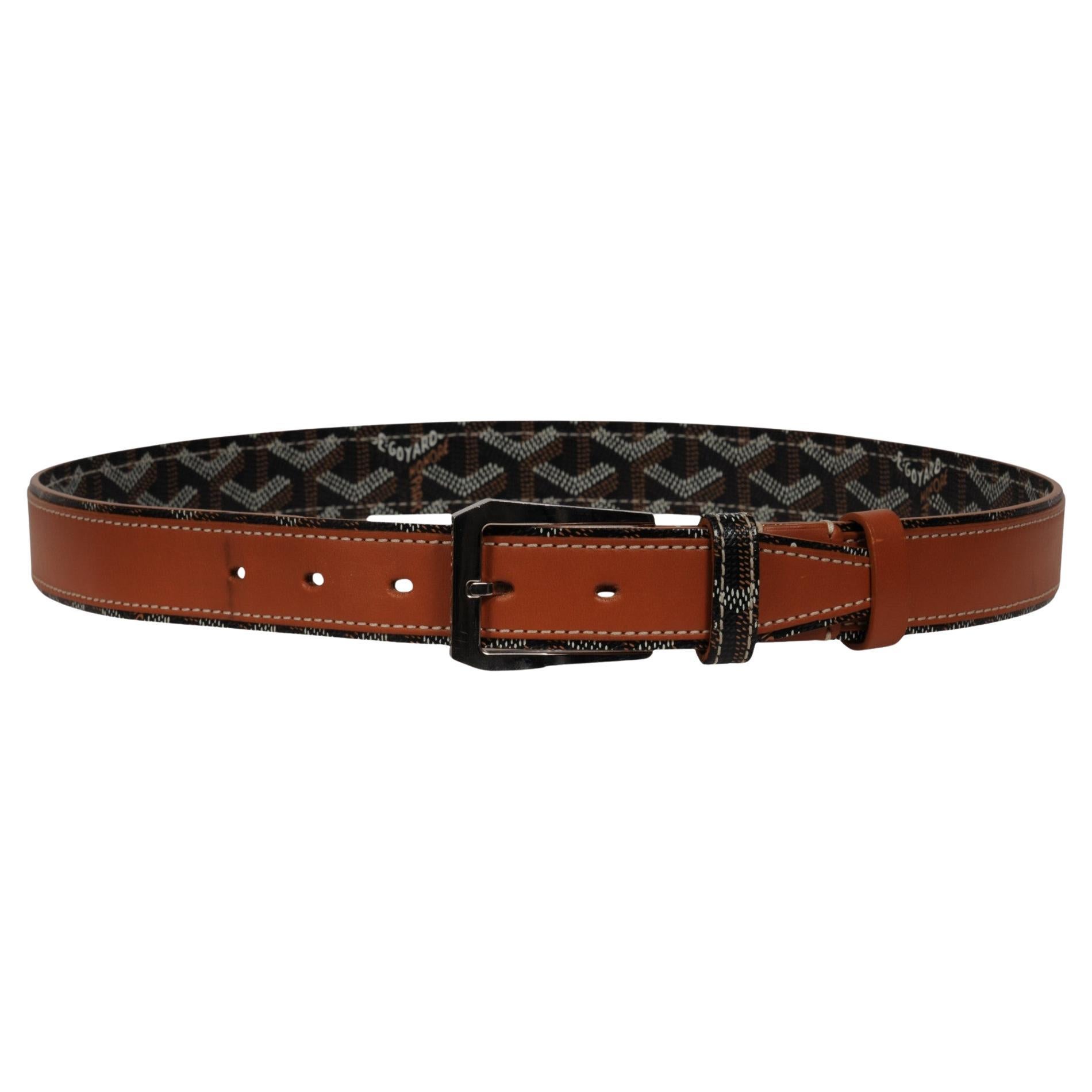GOYARD ブレスレット レザー ブラウン ブラック Goyard Fregate Belt 95 33 34 Black Brown Leather Goyardine Canvas