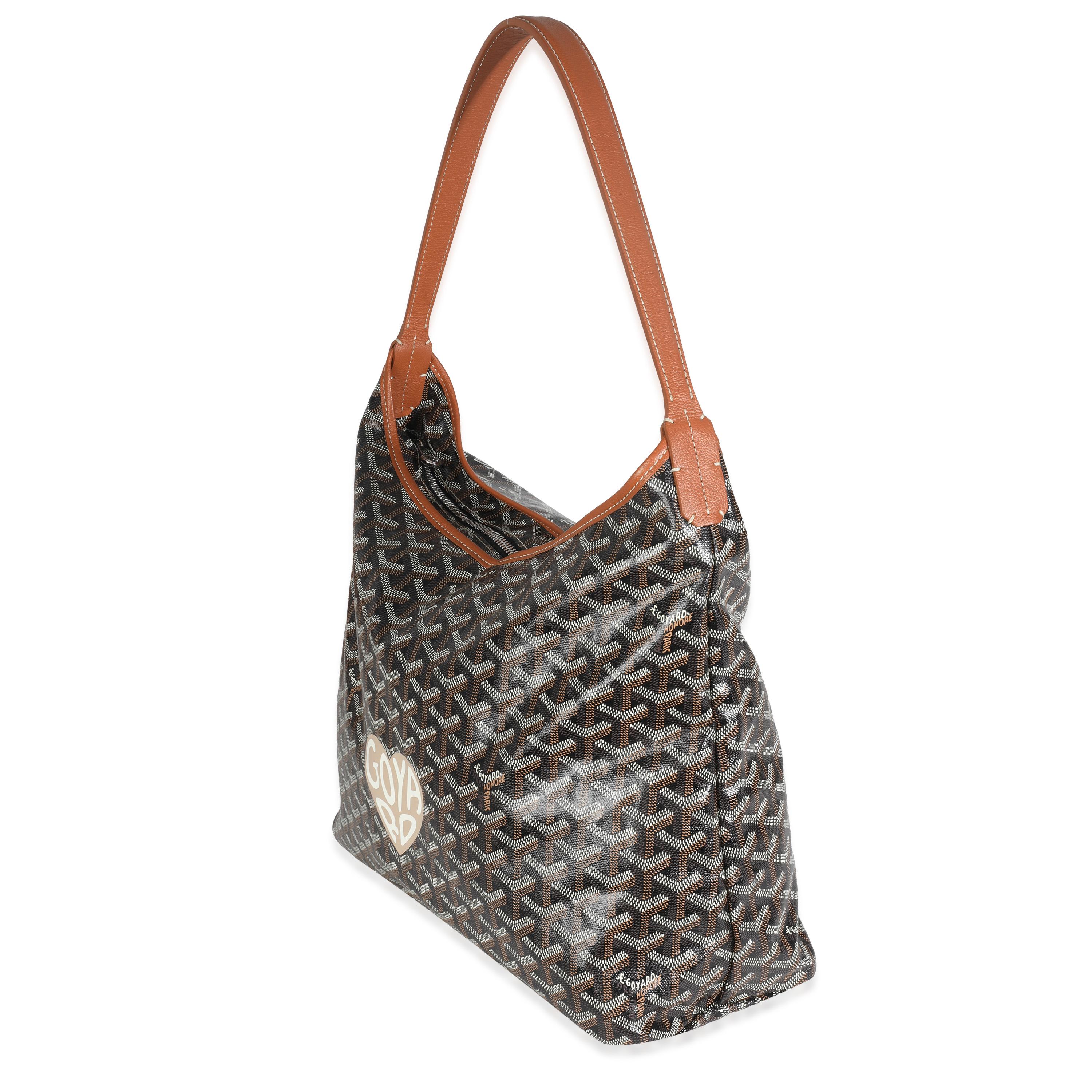 Goyard Gold Black Goyardine Boheme Hobo In Excellent Condition For Sale In New York, NY