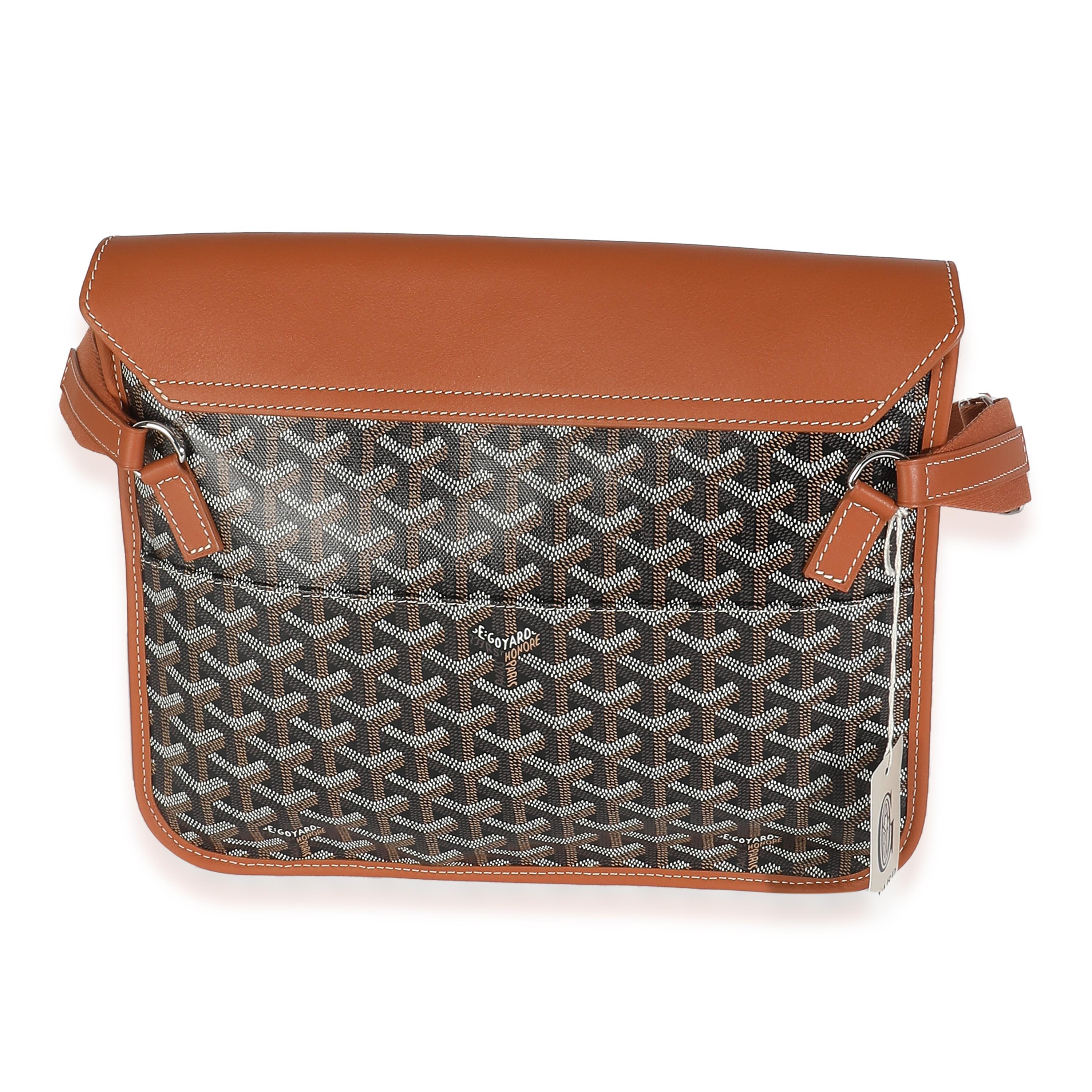 Marrone Goyard Oro Nero Goyardine Canvas Coursier Messenger MM in vendita