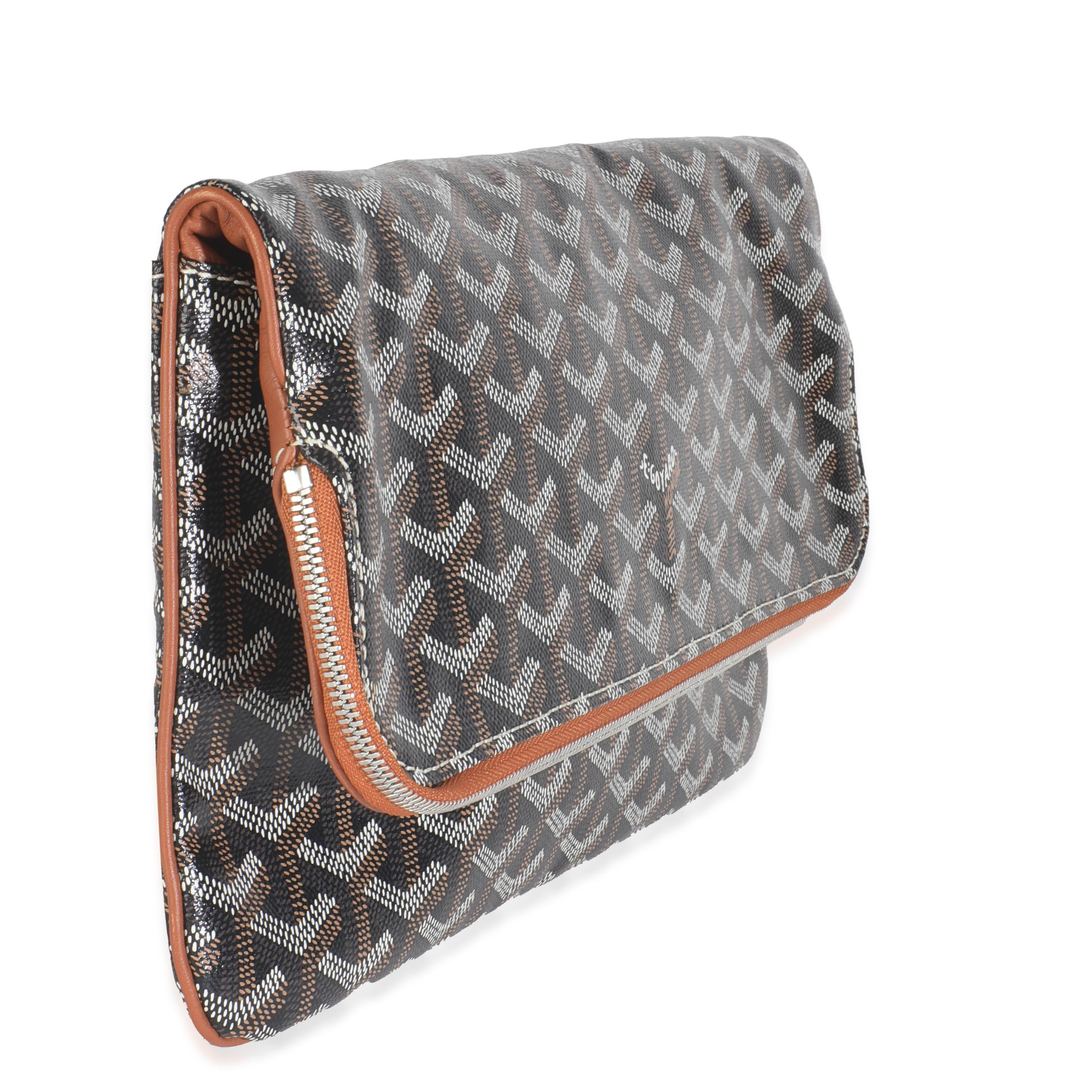 Goyard Gold Schwarz Goyardine Canvas Saint Marie Soft Clutch (Grau) im Angebot