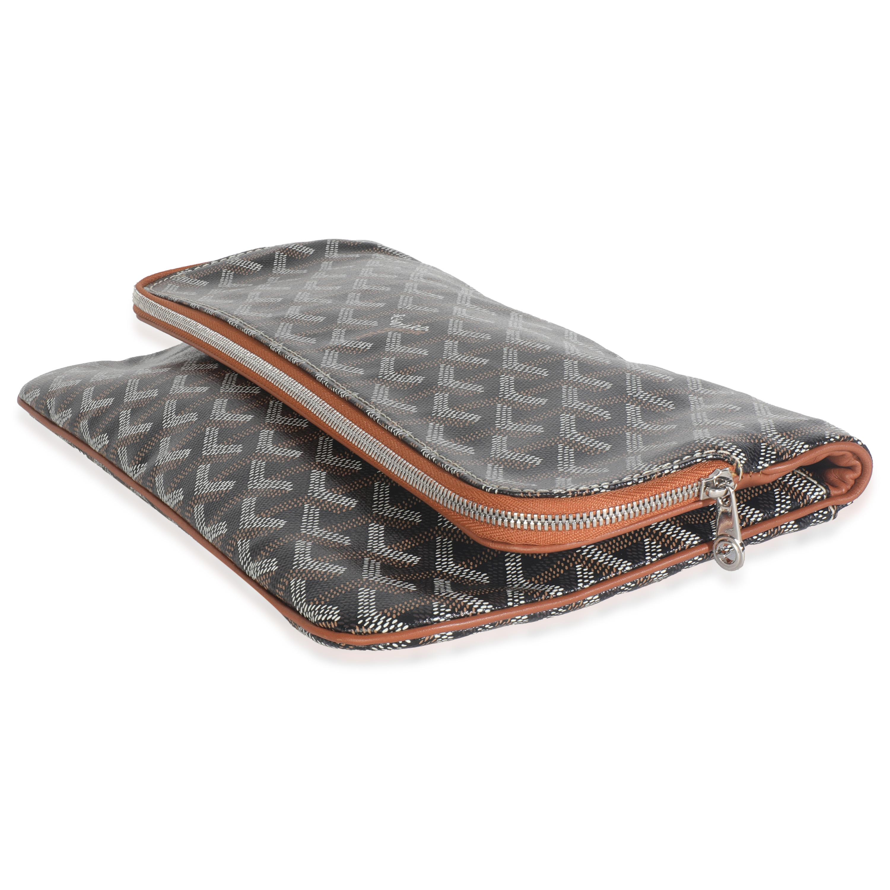 Goyard Gold Schwarz Goyardine Canvas Saint Marie Soft Clutch Damen im Angebot