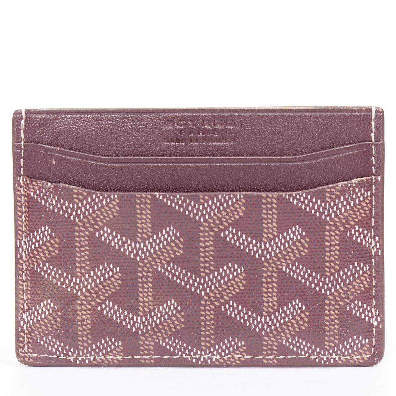 GOYARD Goyardine 4-Schlitz rot bordeaux weiß Logo-Kartenhalter im Zustand „Gut“ im Angebot in Hong Kong, NT