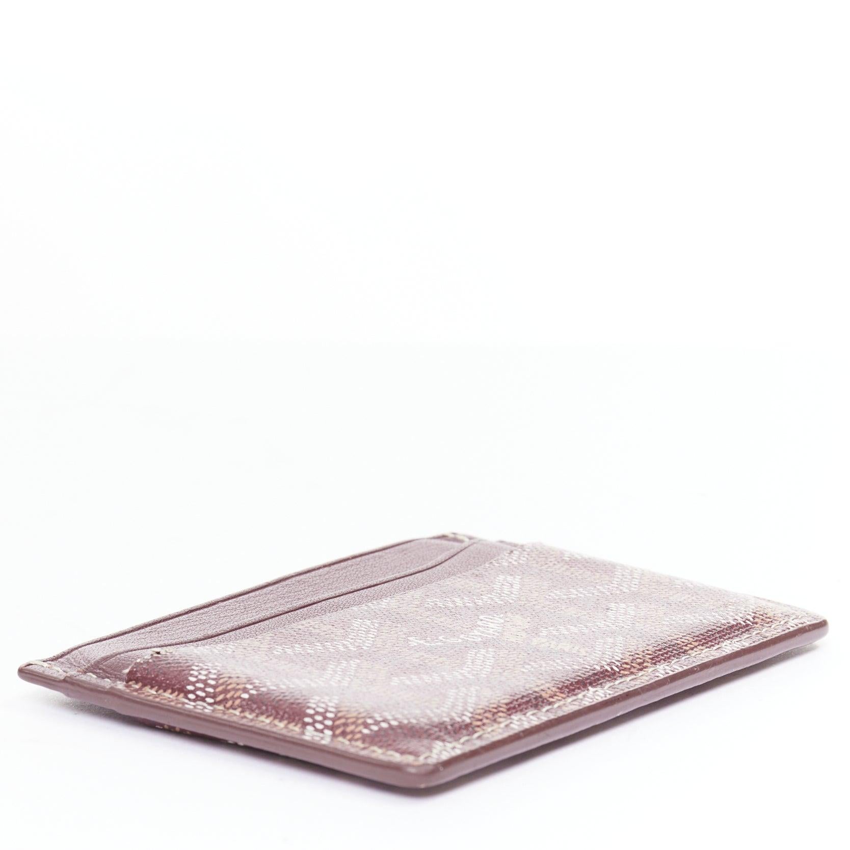 GOYARD Goyardine 4-Schlitz rot bordeaux weiß Logo-Kartenhalter Damen im Angebot