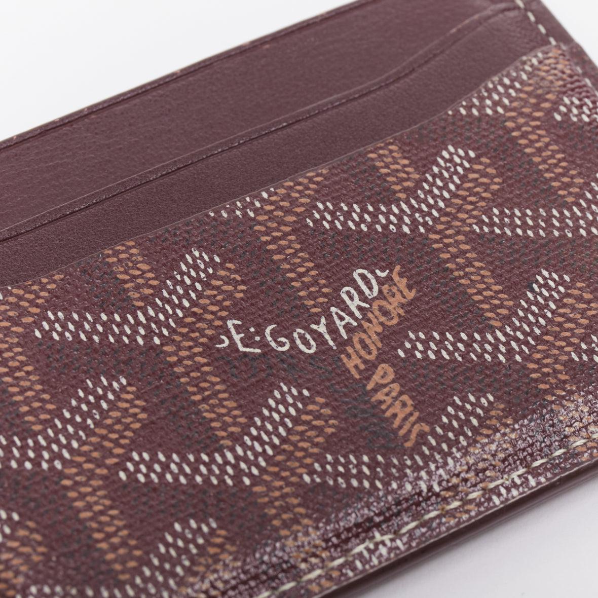 GOYARD Goyardine 4-Schlitz rot bordeaux weiß Logo-Kartenhalter im Angebot 1