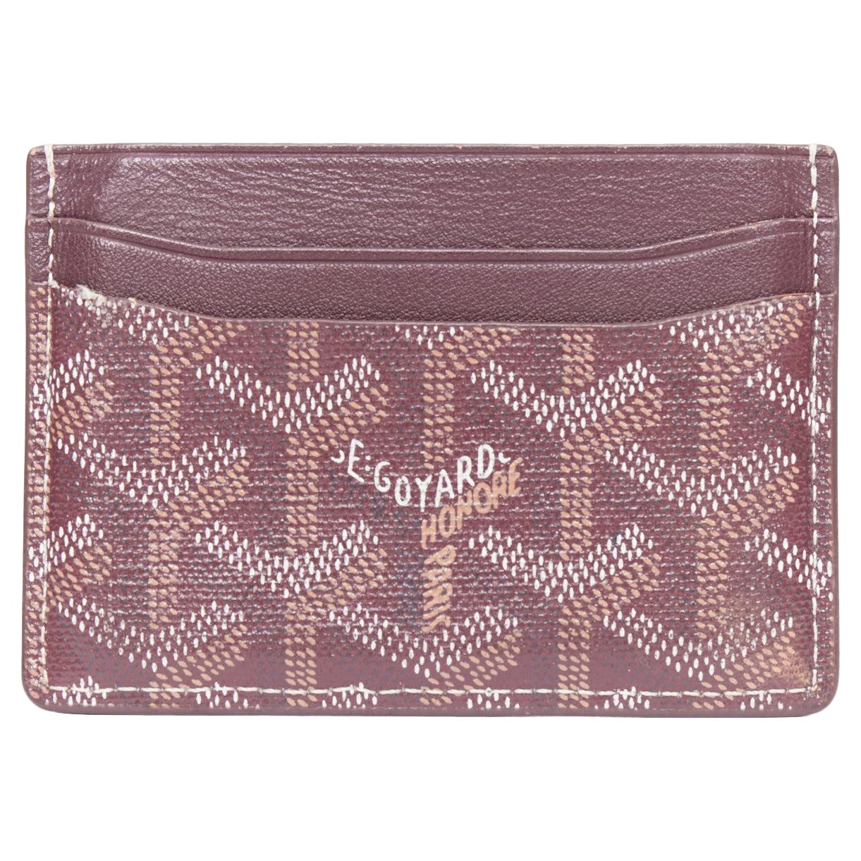 GOYARD Goyardine 4-slot red bordeaux white logo card holder