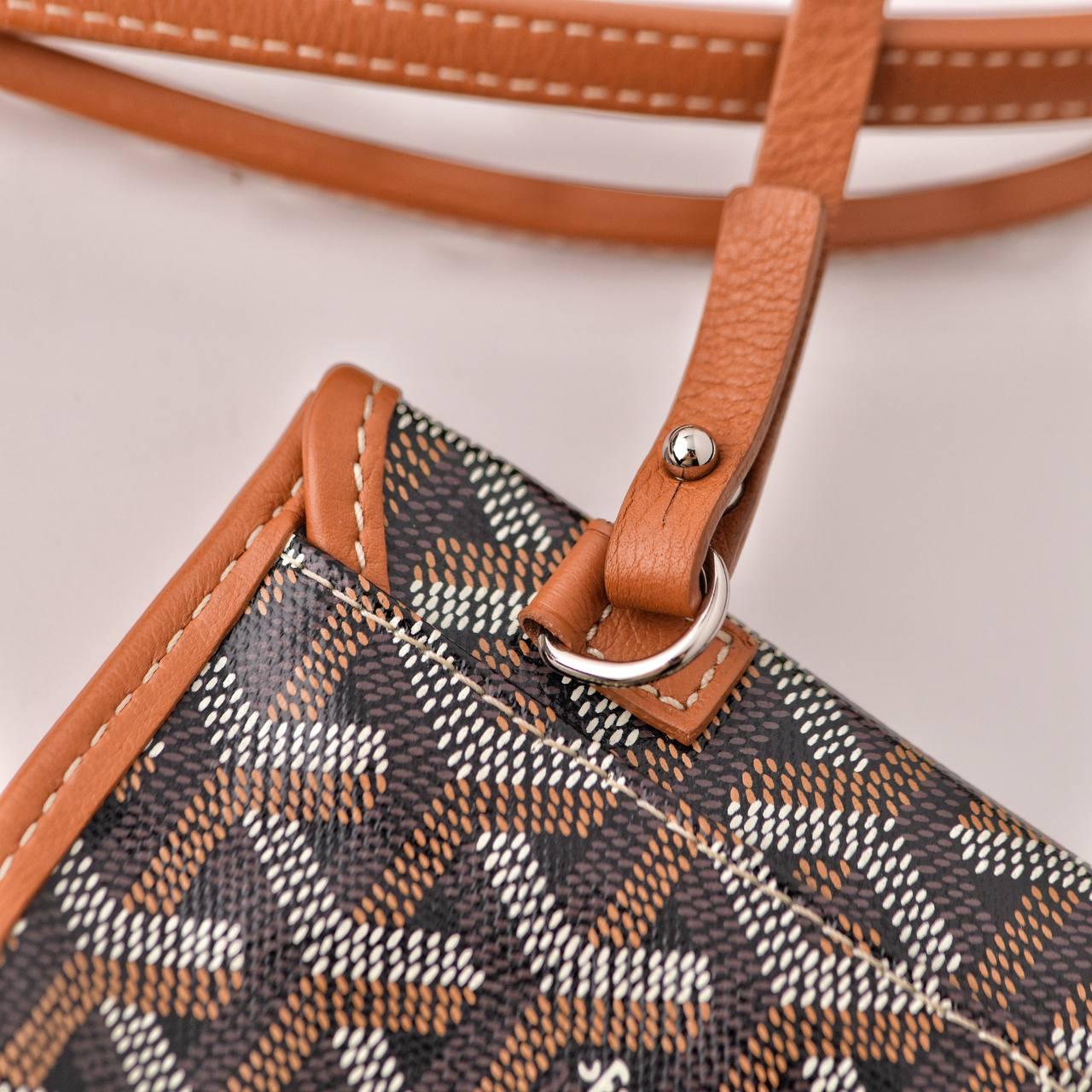 Women's or Men's Goyard Goyardine Anjou Canvas Leather Mini Tote Bag For Sale