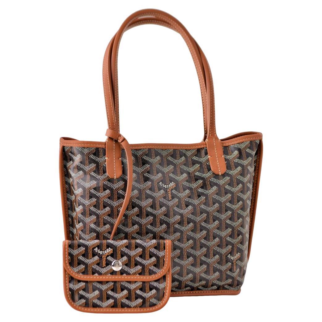 Goyard Goyardine Anjou Canvas Leather Mini Tote Bag For Sale
