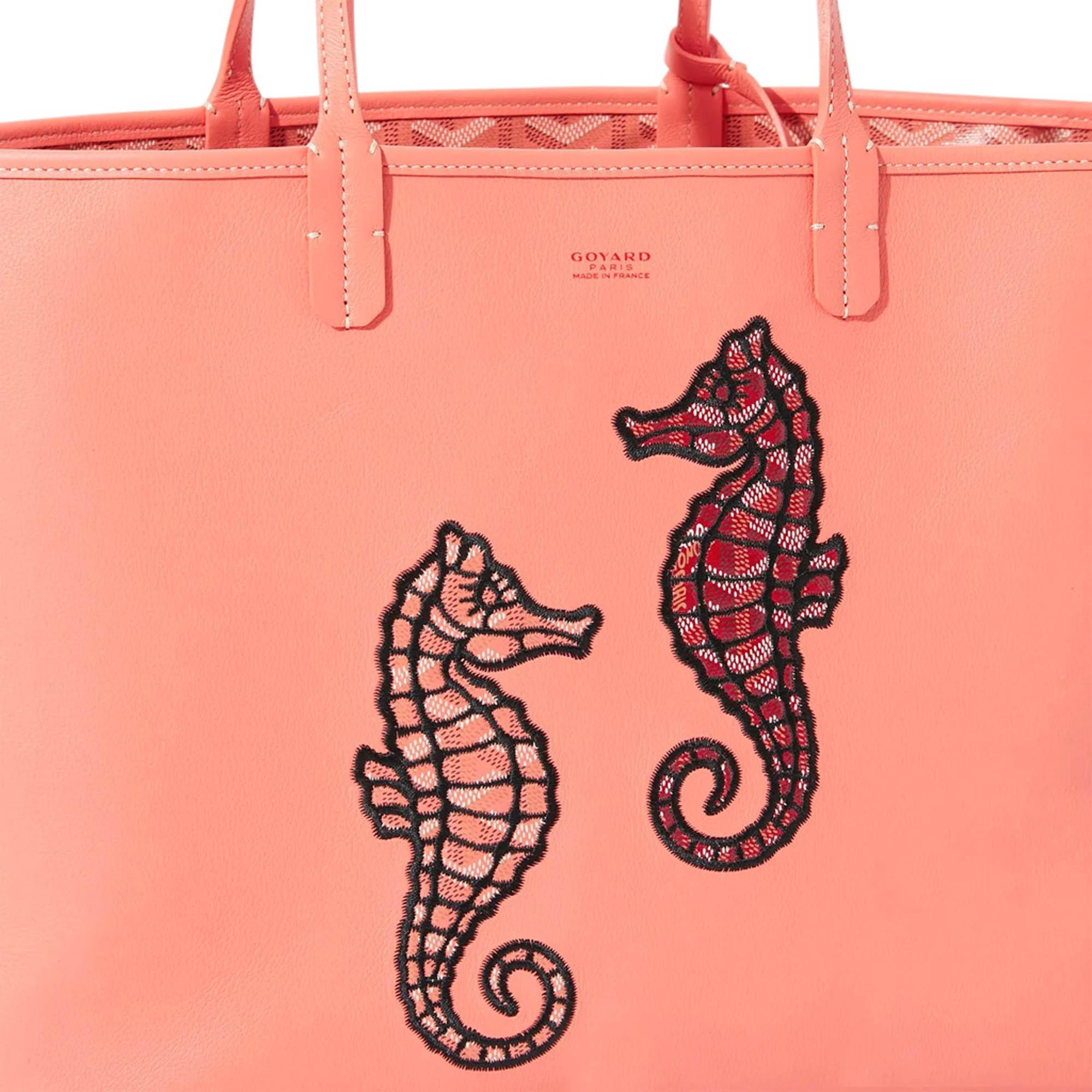 Goyard Goyardine Anjou PM limited Edition Coral Embroidered Seahorses Tote Bag 1