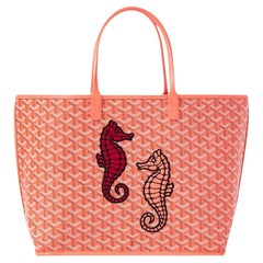 Goyard Goyardine Anjou PM limited Edition Coral Embroidered Seahorses Tote Bag 
