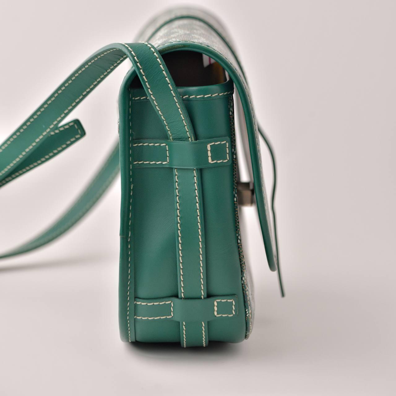 Black Goyard Goyardine Belvedere II Messenger PM Green For Sale