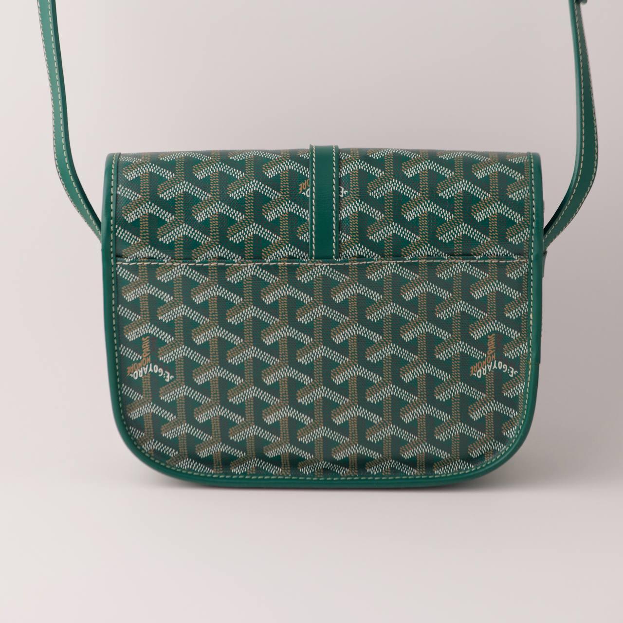 Goyard Goyardine Belvedere II Messenger PM Green In Excellent Condition For Sale In Banbury, GB