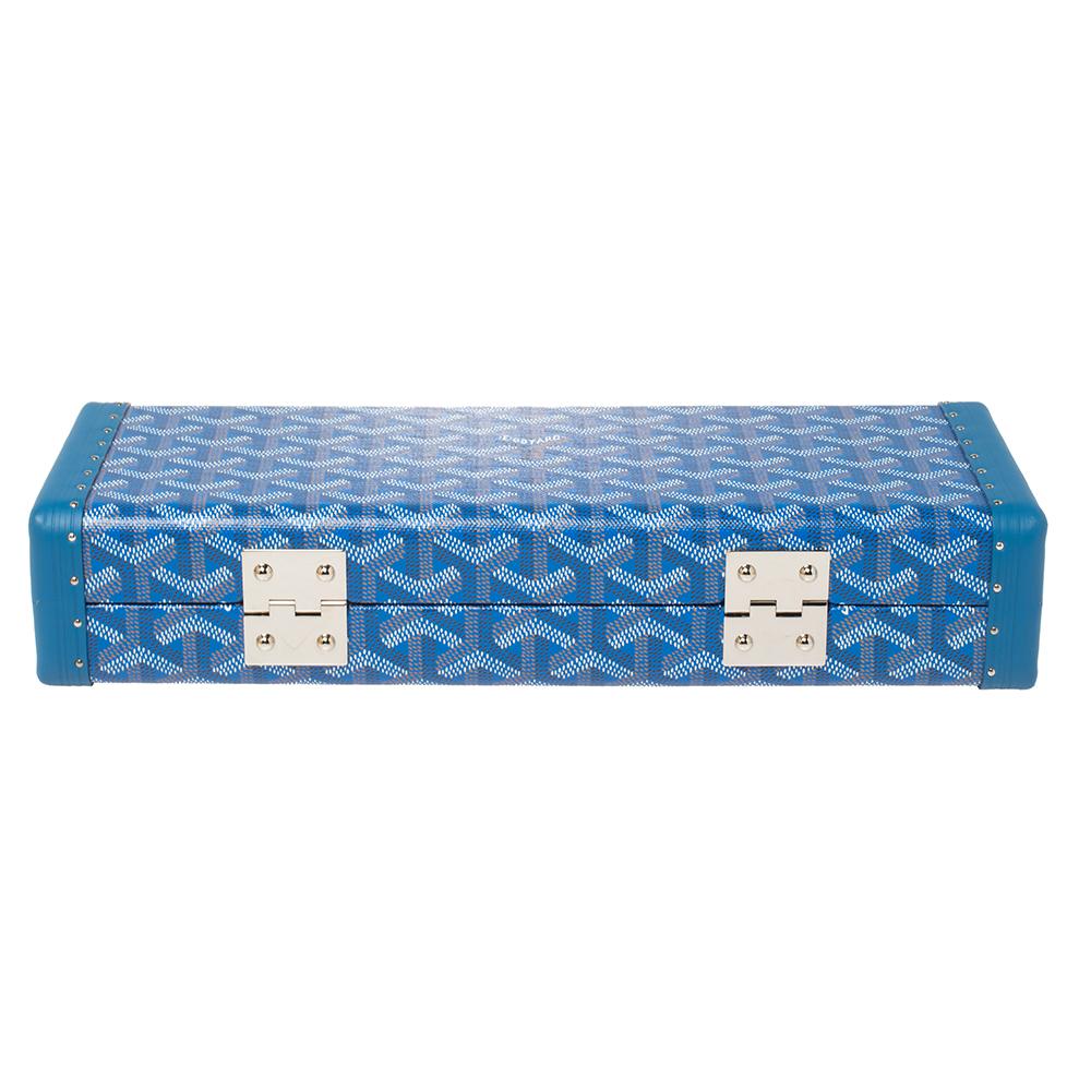 Goyard Goyardine Blue Coated Canvas Saint Honoré Clutch 3