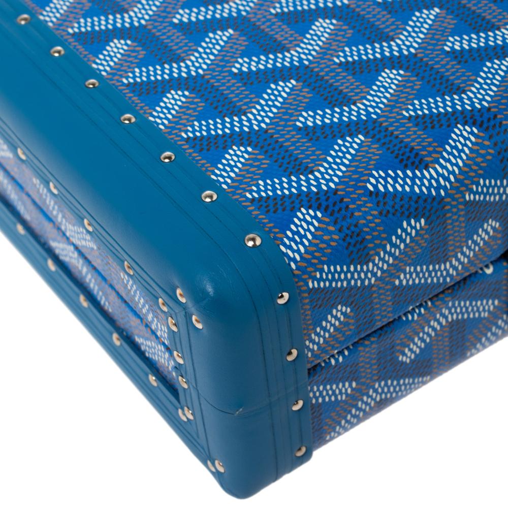 Goyard Goyardine Blue Coated Canvas Saint Honoré Clutch In Good Condition In Dubai, Al Qouz 2