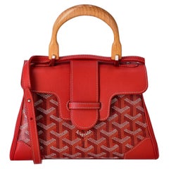 Borsa mini Saigon Souple di Goyard in tela Goyardine e pelle con manico in legno di faggio
