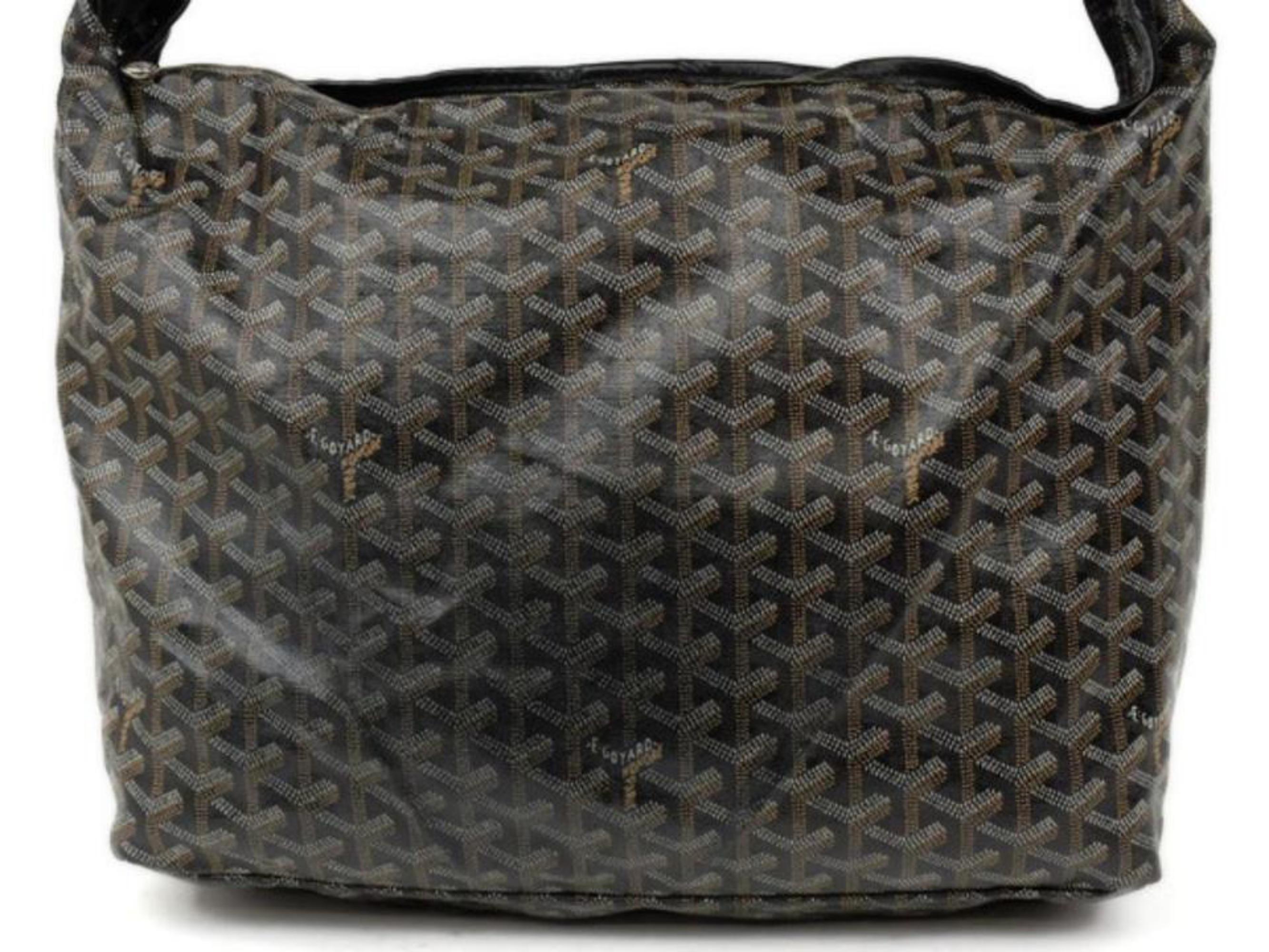 Goyard Goyardine Chevron Fidji 224492 Black Leather Hobo Bag 2