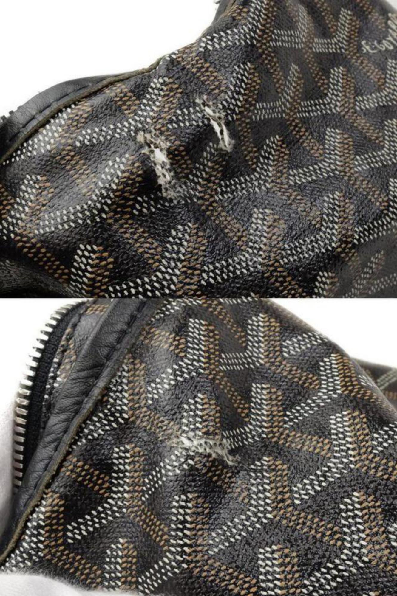 Goyard Goyardine Chevron Fidji 224492 Black Leather Hobo Bag 4