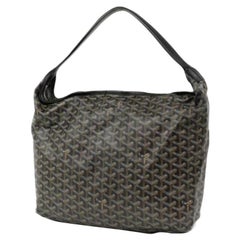 Goyard Goyardine Chevron Fidji 224492 Black Leather Hobo Bag