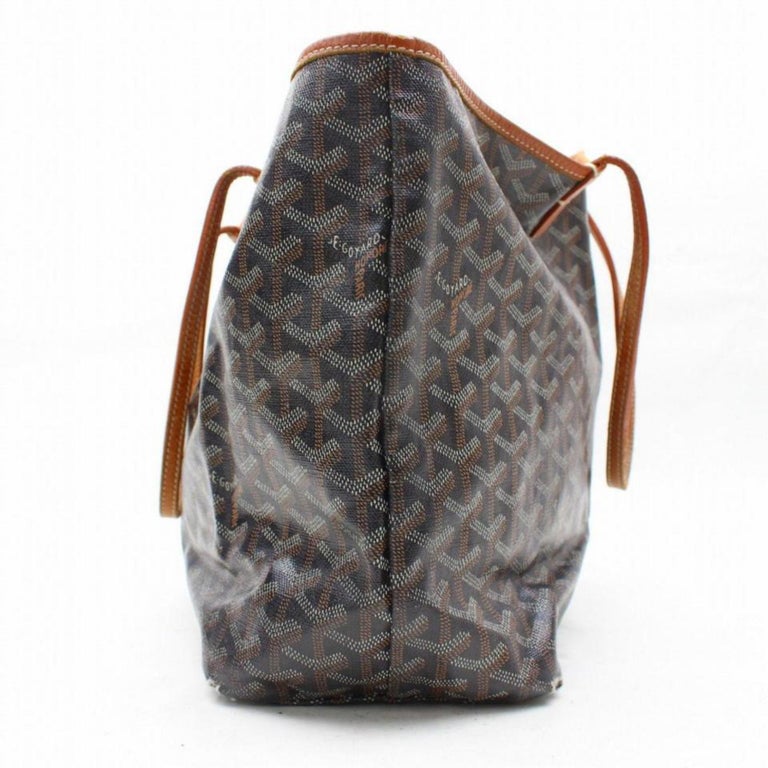 Goyard Chevron St Louis with Pouch 860089 Black Coated Canvas Tote For Sale  at 1stDibs
