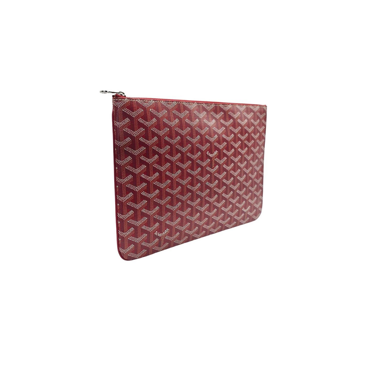 Goyard Goyardine Beschichtetes Segeltuch Sénat MM Pouch Rot (Braun) im Angebot