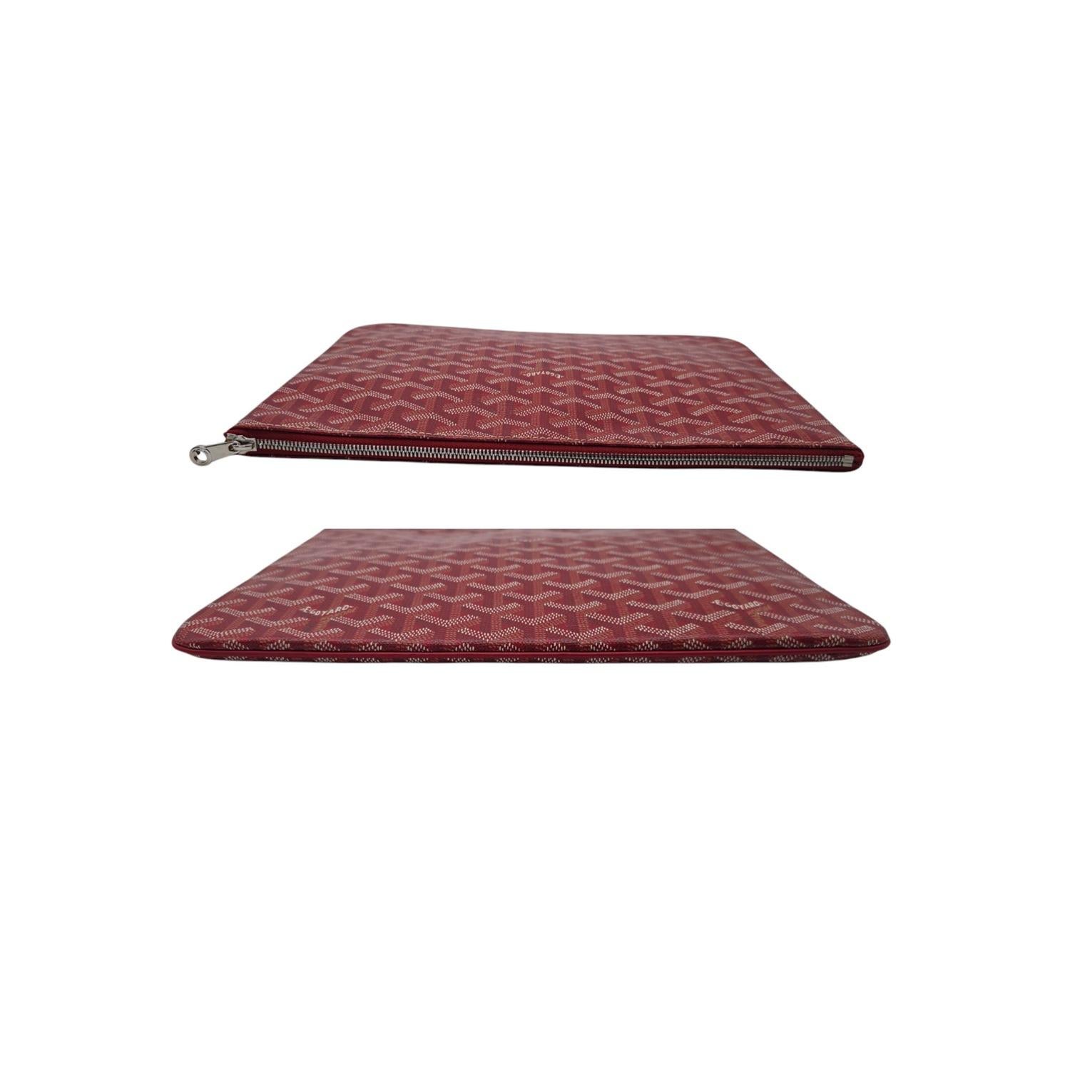 Goyard Goyardine Beschichtetes Segeltuch Sénat MM Pouch Rot im Angebot 1