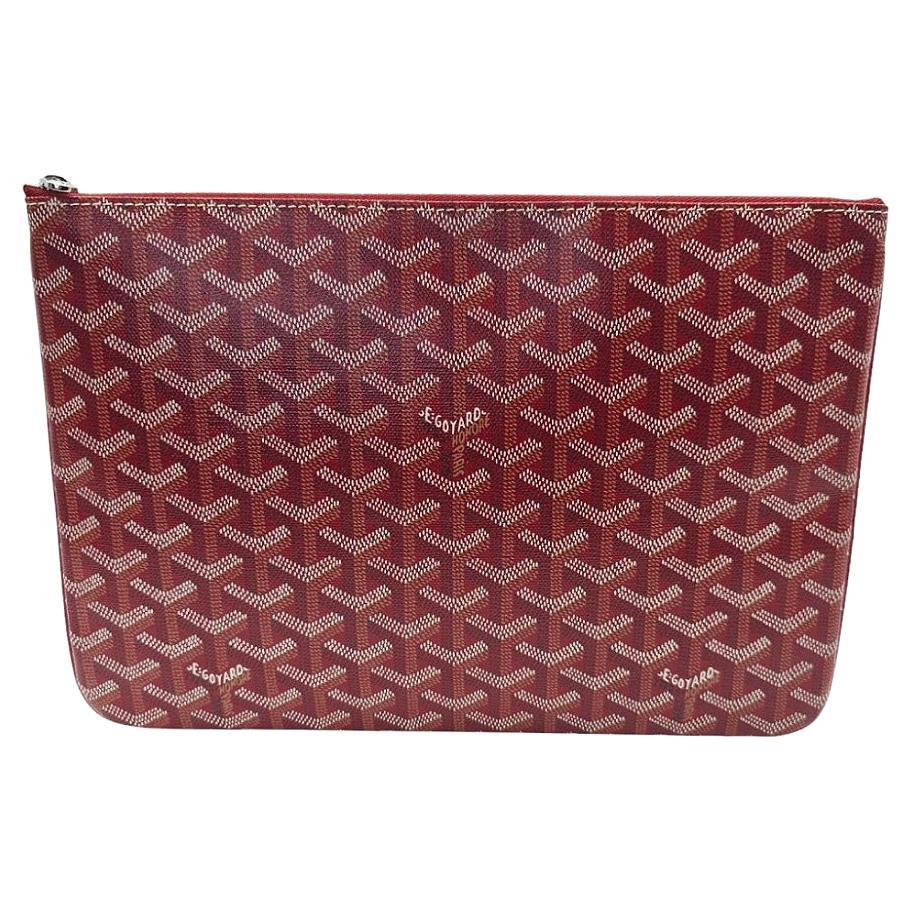 Goyard Goyardine Coated Canvas Sénat MM Pouch Red For Sale