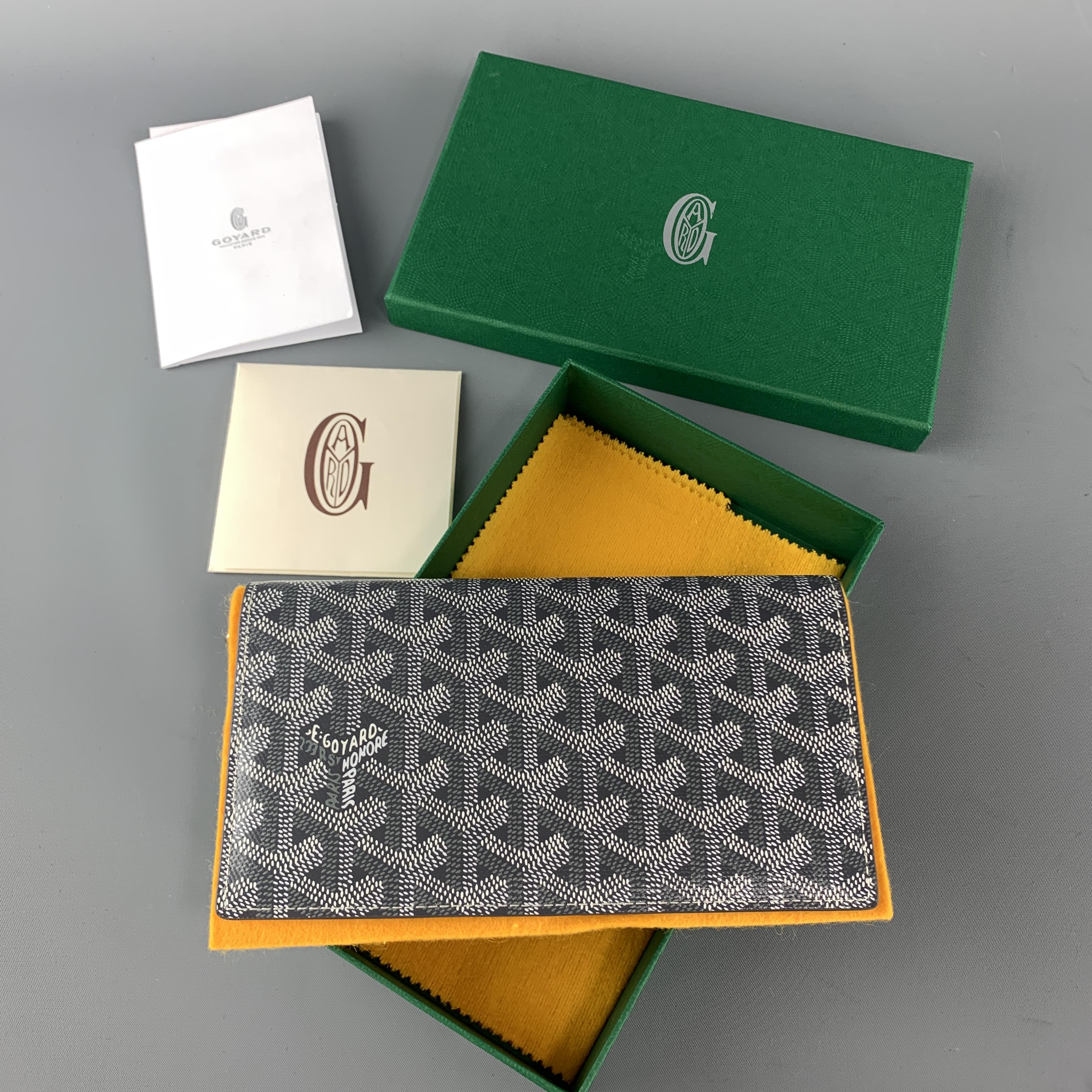 GOYARD Goyardine Monogram Gray Leather Rectangular Checkbook Wallet 3