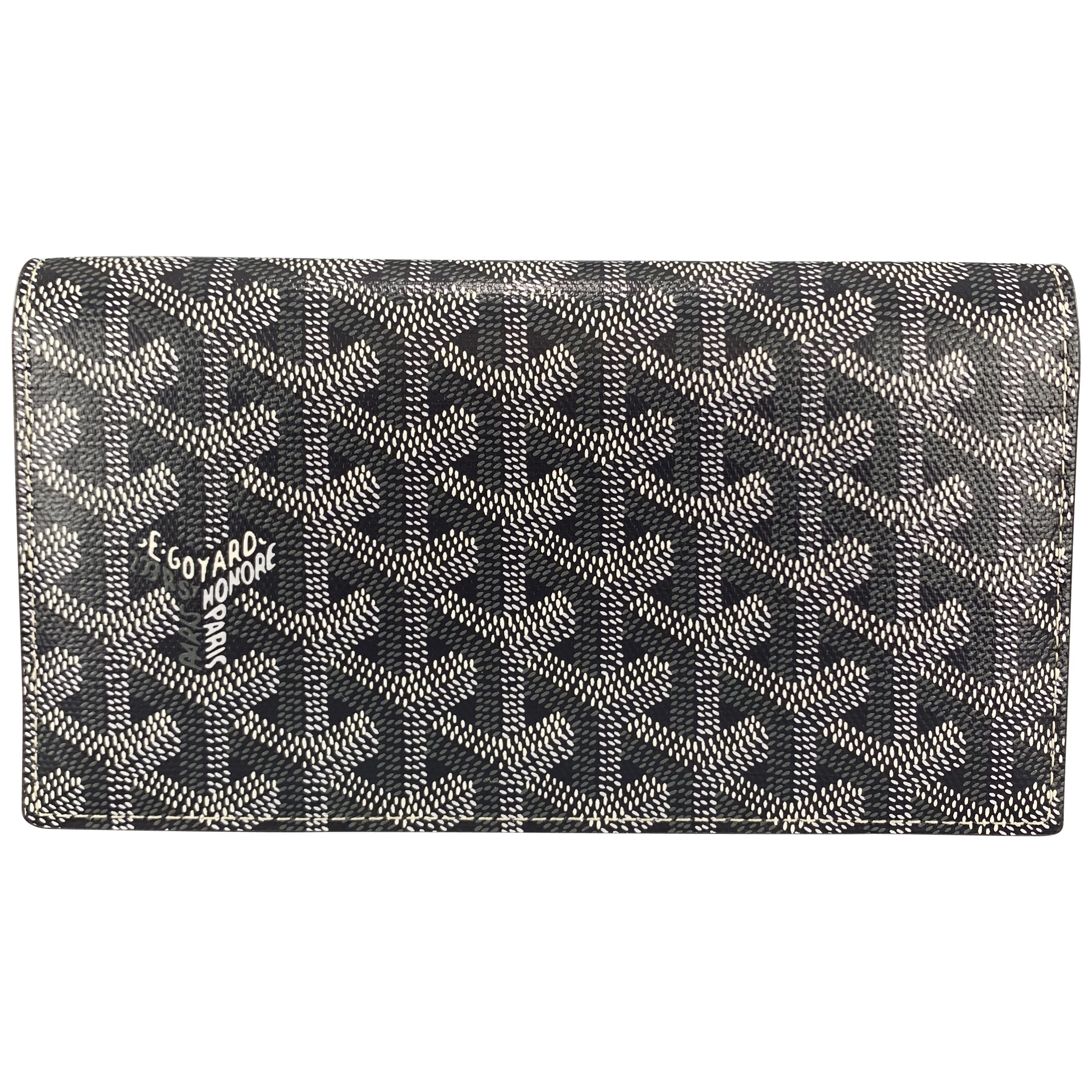 GOYARD Goyardine Monogram Gray Leather Rectangular Checkbook Wallet