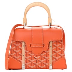 GOYARD Goyardine Saigon Orange Cognac Hardware Mini Top Handle Shoulder Bag