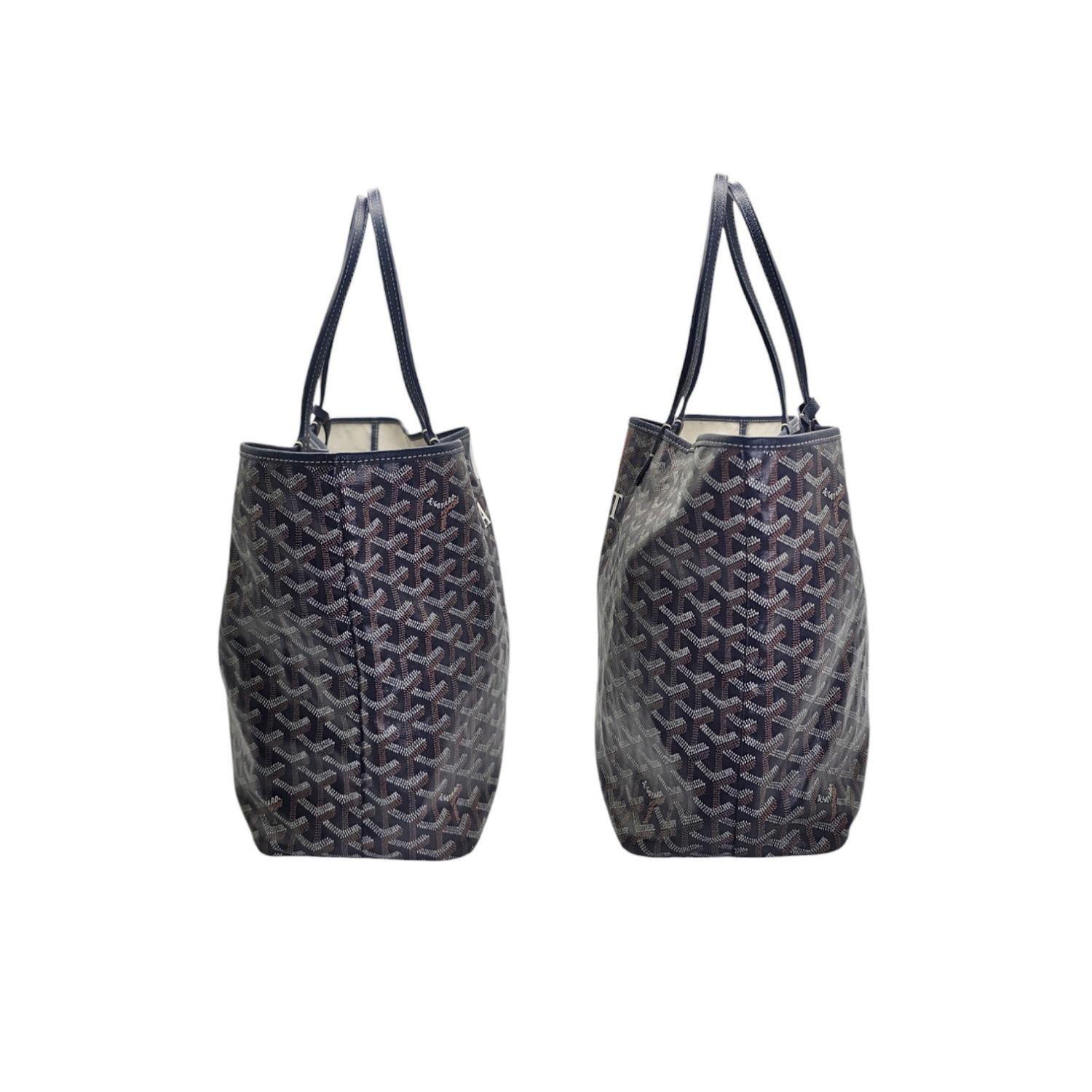 Goyard Goyardine Saint Louis PM Tote Navy Blue In Good Condition In Scottsdale, AZ