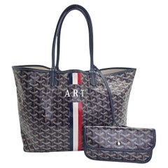 Goyard Goyardine Saint Louis PM Tote Navy Blue