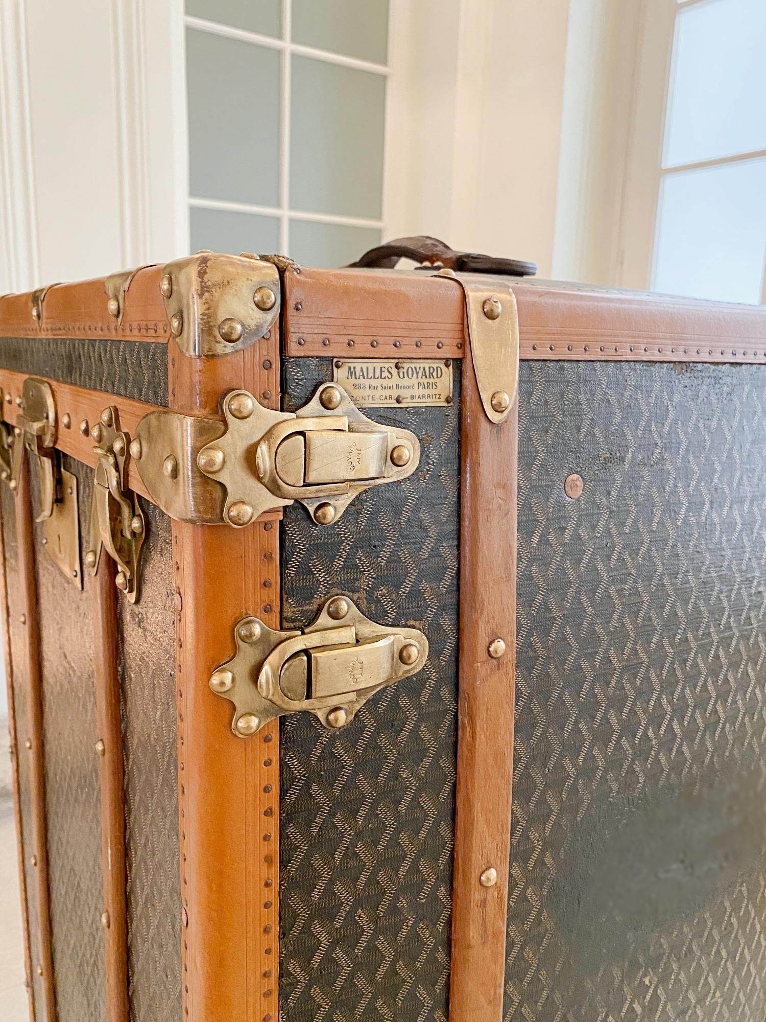 20th Century Goyard Goyardine Steamer Wardrobe Trunk, 1912, France For Sale