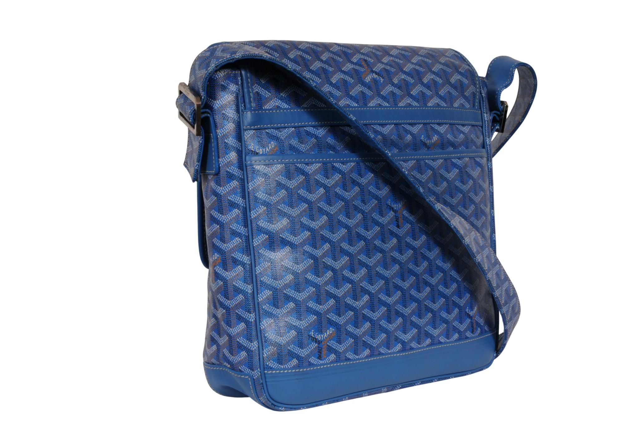Goyard Grand Bleu MM Messenger Travel Bag Blue Laptop Computer