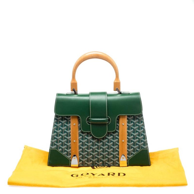 Goyard Green Coated Canvas and Leather MM Saigon Top Handle Bag