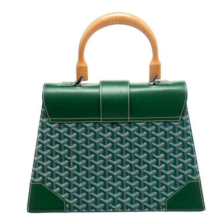 Goyard Green Coated Canvas and Leather MM Saigon Top Handle Bag