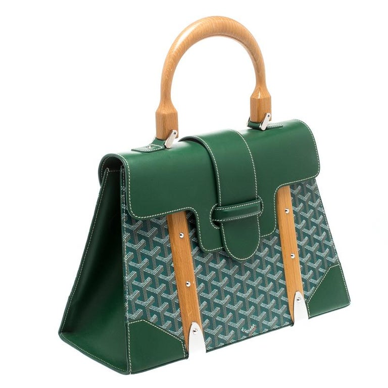Goyard Green Coated Canvas and Leather MM Saigon Top Handle Bag For Sale at 1stdibs