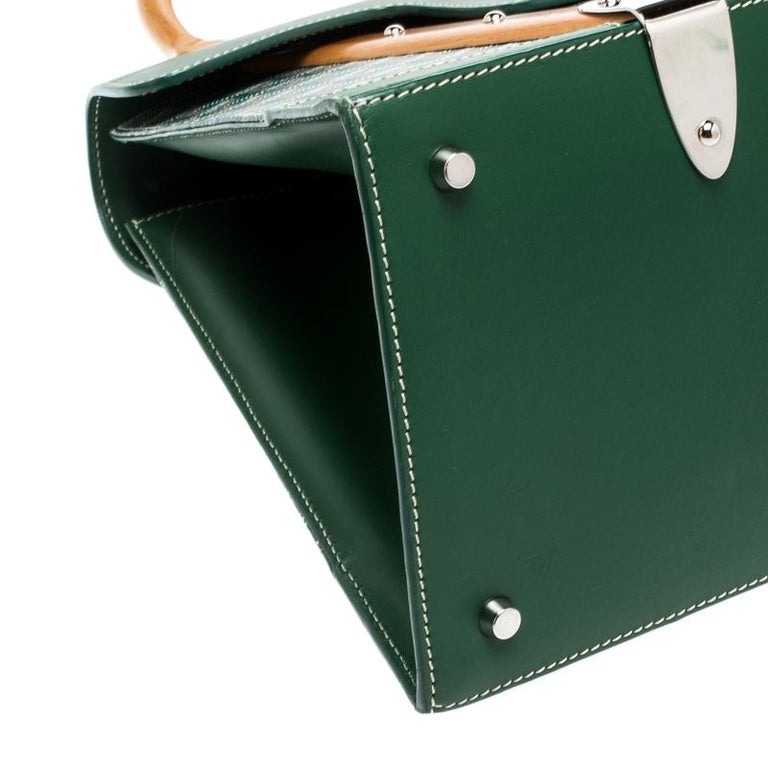 Goyard Green Coated Canvas And Leather Saigon MM Top Handle Bag Goyard