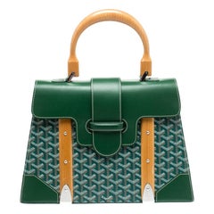 Goyard Green Coated Canvas and Leather MM Saigon Top Handle Bag