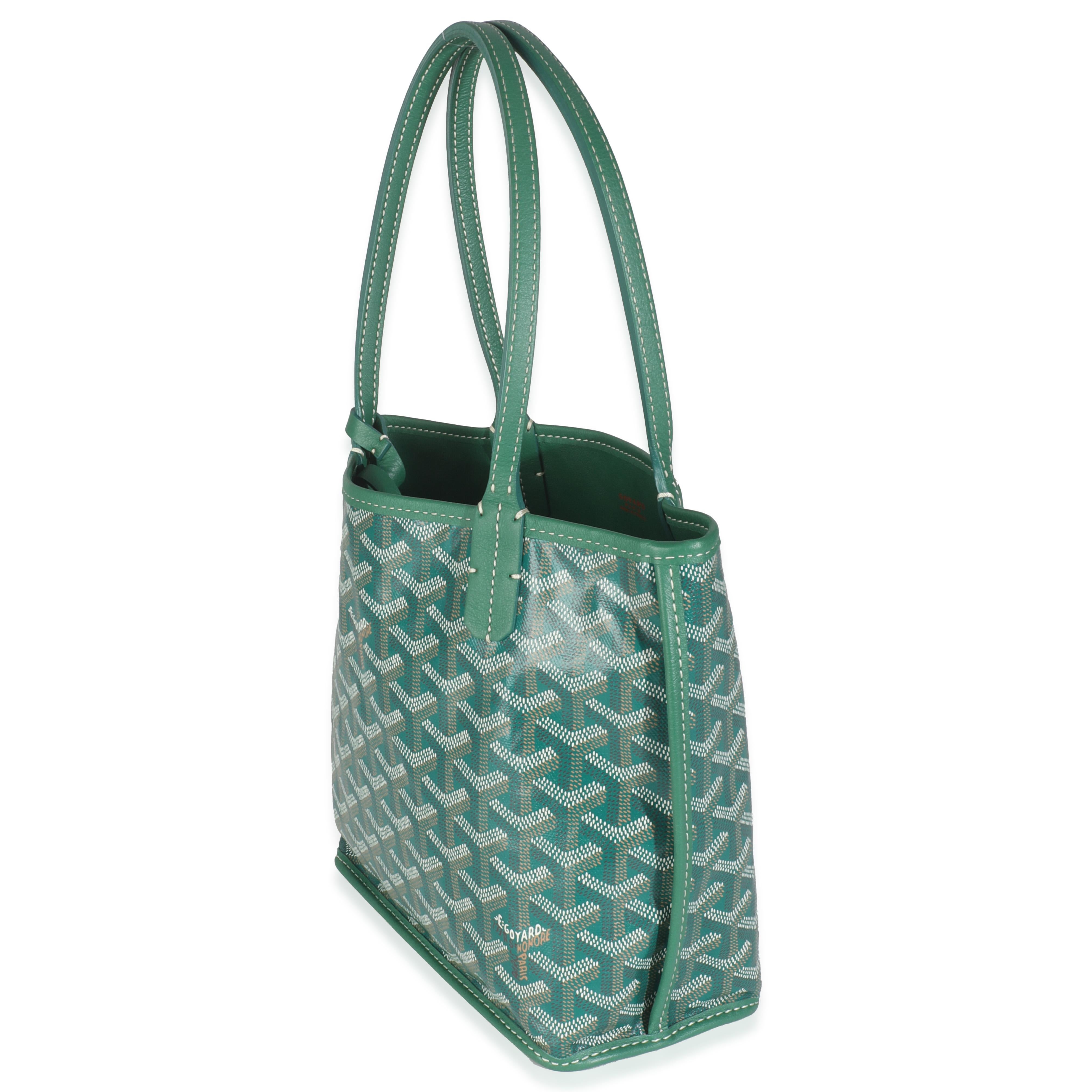Goyard Green Goyardine Canvas Mini Anjou In Excellent Condition For Sale In New York, NY