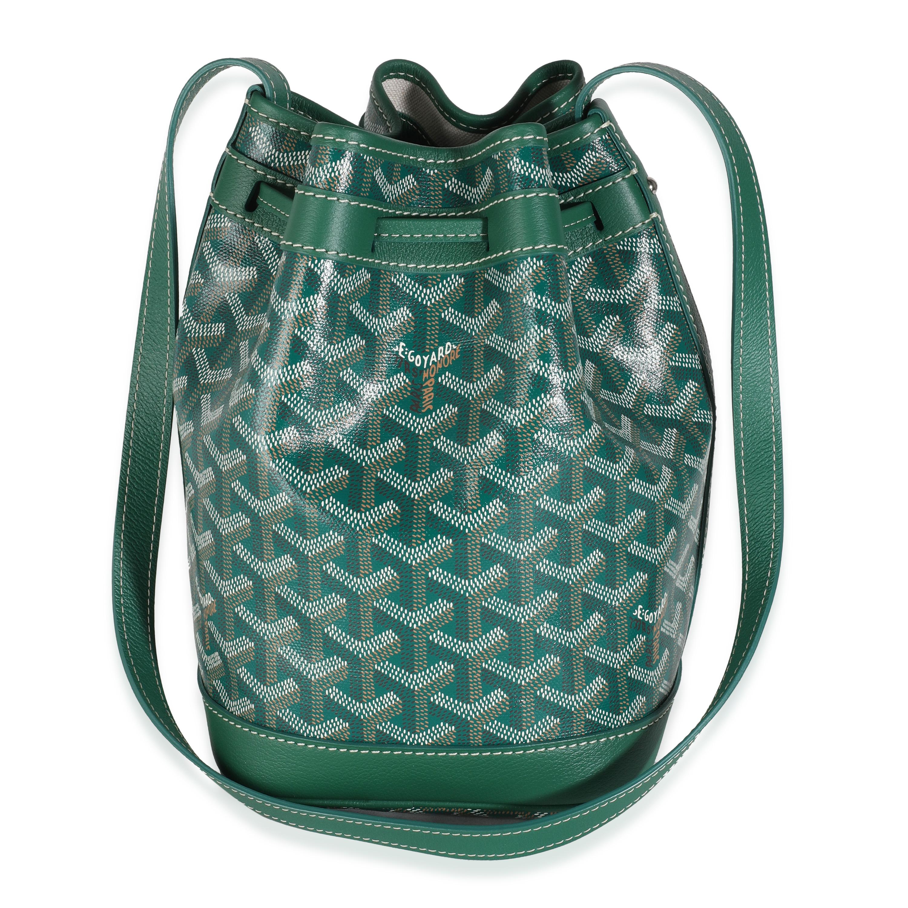 Listing Title: Goyard Green Goyardine Canvas Petit Flot Bucket PM
SKU: Z143999
MSRP: 2160.00 USD
Condition: Pre-owned 
Handbag Condition: Pristine
Condition Comments: Item has no indication of wear.  
Brand: Goyard
Model: Petit Flot Bucket PM
Origin