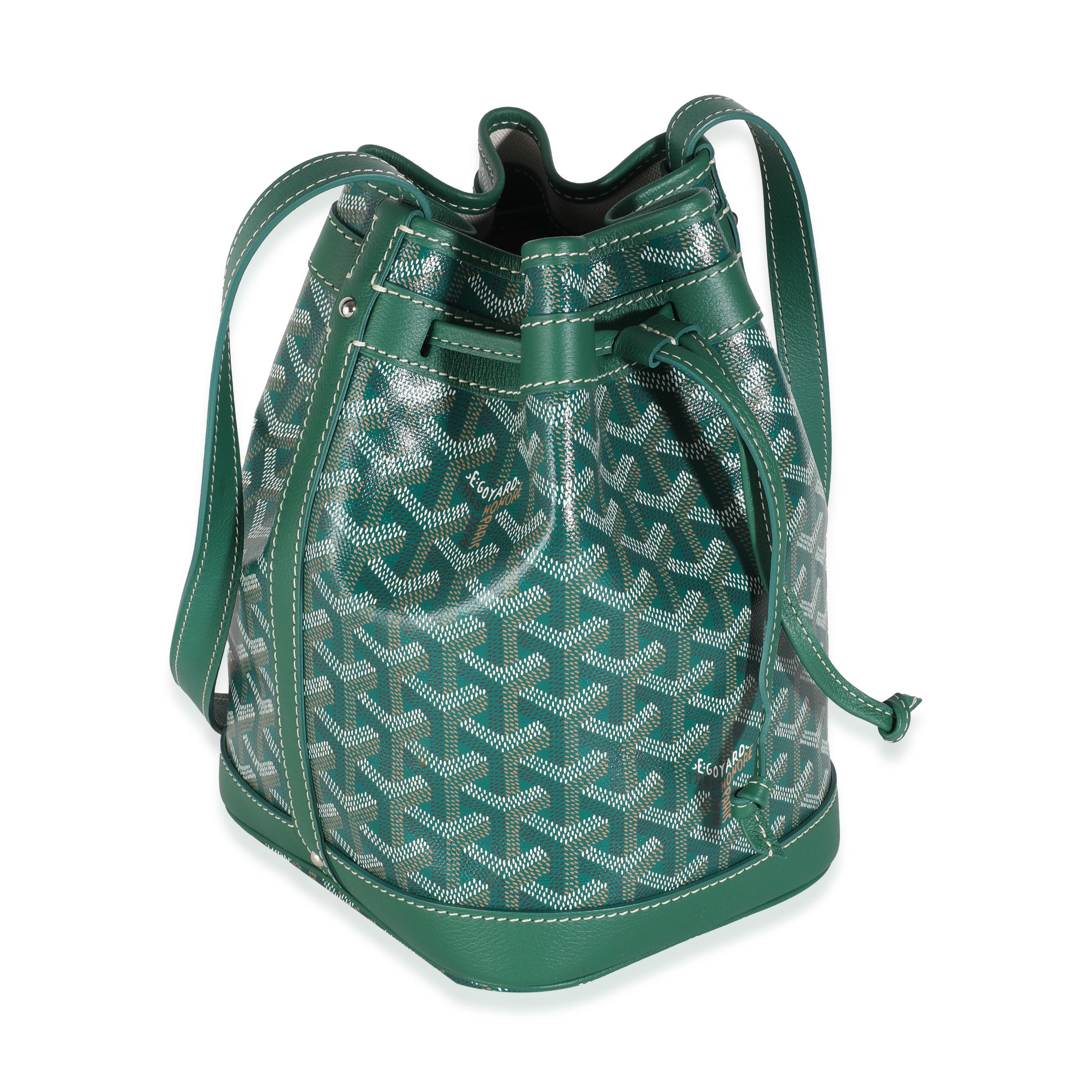 Goyard Green Goyardine Canvas Petit Flot Bucket PM In Excellent Condition In New York, NY