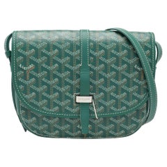 Goyard Green Goyardine Coated Canvas and Leather Belvedere II PM Saddle Bag