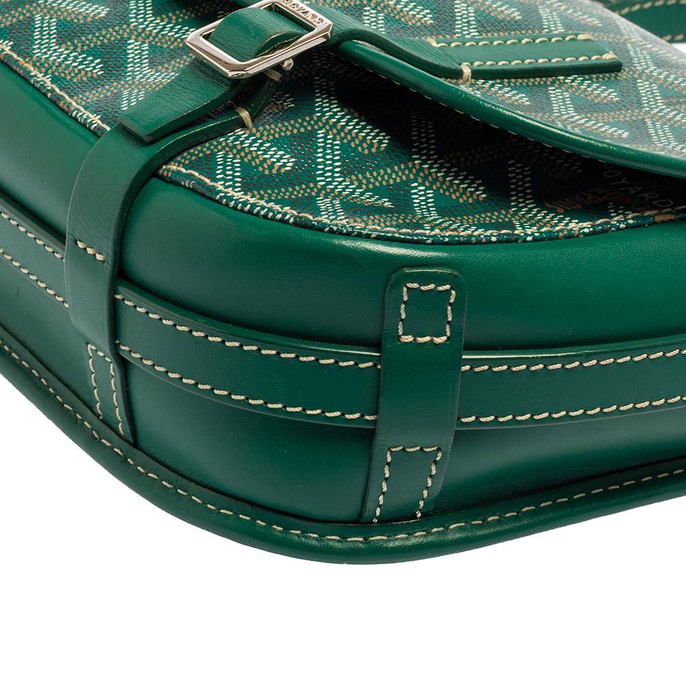 Goyard Green Goyardine Coated Canvas and Leather Belvedere PM Bag In Good Condition In Dubai, Al Qouz 2