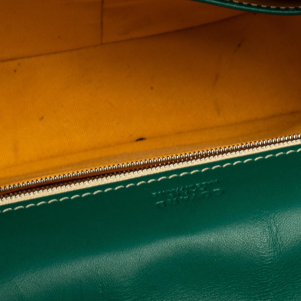 Women's Goyard Green Goyardine Coated Canvas and Leather Belvedere PM Bag