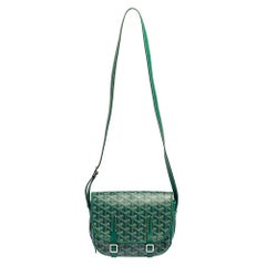 Goyard Grün Goyardine beschichtetem Segeltuch und Leder Belvedere PM Tasche