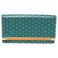 Goyard Vert Goyardine Toile enduite et cuir Monte Carlo Bois Pochette