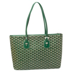 Goyard Grün Goyardine beschichtetem Segeltuch und Leder Okinawa GM Tote